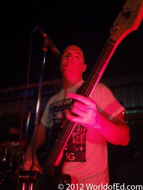 Joe Keller playing bass guitar in Los Angeles.