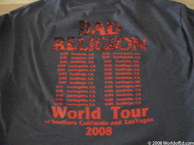 Bad Religion tour shirt back.