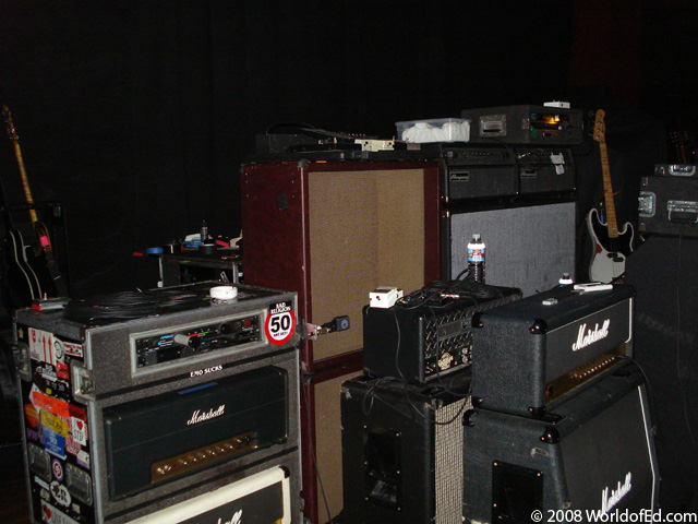 Musical gear on stage.