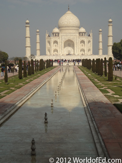 The exterior of the Taj Mahal.